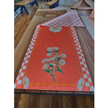 Another Style Damalı ve Papatya Desenli Çift Taraflı Runner&kırlent Takım