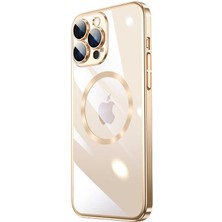 ZORE Apple iPhone 13 Pro Kılıf Wireless Şarj Özellikli Sert Pc Zore Riksos Magsafe KAPAK-GOLD-86804366247