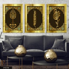 Evine Moda Hud Suresi Besmele Maşallah  3 Parça Gold Pleksi Aynalı Tablo