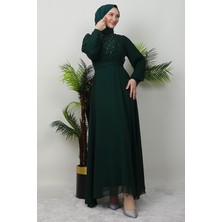 Giza Store Damla Şifon Elbise Zümrüt