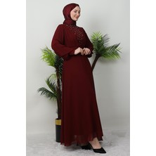 Damla Şifon Elbise Bordo