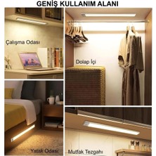 Etabel Alüminyum Sensörlü USB Şarjlı 40CM LED Gece Lambası 3 Renk Kısılabilir Mutfak Dolap  Tezgah
