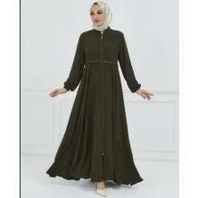 Katya Kadın Belden Oturtmalı Medine Ipeği Kolu Lastikli Ferace