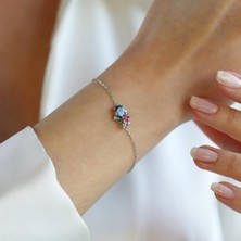 Necati Gün Tanzanit Taşlı Çiçekli Gümüş Bileklik