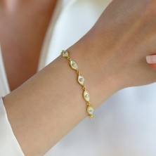 Necati Gün Sedefli Göz Gold Gümüş Bileklik