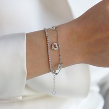 Necati Gün Kalpli Su Yolu Gümüş Bileklik