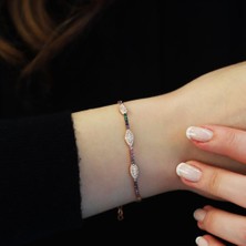 Necati Gün Renkli Zirkon Taşlı Su Yolu Rose Gold Kaplama Gümüş Bileklik
