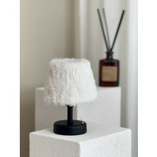 Maison Avf Peluş Beyaz Kablosuz Masa Lambası - Alt Siyah