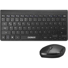 Everest KB-BT72 Elıte Black Metalik Kablosuz Q Klavye + Mouse Set