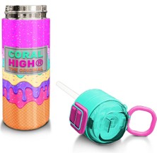 Coral High Kids Pembe Rengarenk Dondurma Desenli Pipetli ve Direkt Içim Çelik Termos 500 ml 31938