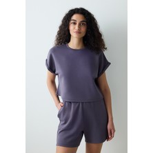 Gri Bisiklet Yaka Silky Touch Tişört