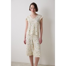 Iris Floral Çok Renkli Kapri Pijama Takımı
