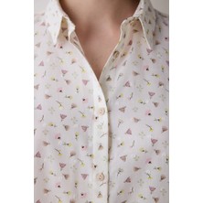 Penti Pamuklu Blossom Gömlek Şort Ekru Pijama Takımı