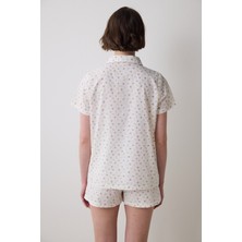 Penti Pamuklu Blossom Gömlek Şort Ekru Pijama Takımı