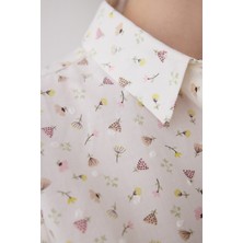 Penti Pamuklu Blossom Gömlek Şort Ekru Pijama Takımı