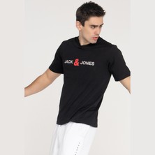 Jack & Jones Erkek Gögüs Logo Baskili %100 Pamuklu Tisört - Log