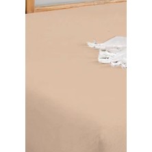 Penye Lastikli Çarşaf Pamuklu Jersey Battal Kişilik 180 x 200 cm  Bej