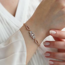 Necati Gün Starlight Diamond Baget Kesim Rose Gold Kaplama Gümüş Bileklik