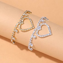 Flaner Paris Aksesuar Fluide Amour Kalp Detaylı Taşlı Kadın Halhal