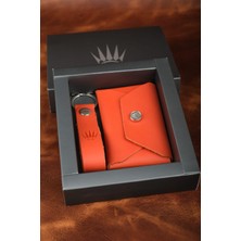 Watch of Royal Hediye Seti Deri Buttero Turuncu Cüzdan&anahtarlık