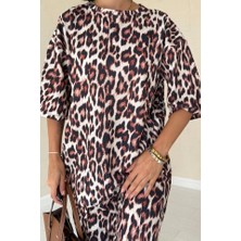 Fevien Leopar T-Shirt ve Pantolon Takım