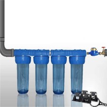 Aqua Bella Sayaç Girişi 4 Aşama Arıtma Seti 10" Ağır Kireç Önleyici Yumuşatma Cihazı