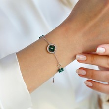 Necati Gün Malahit Taşlı Yonca Gümüş Bileklik