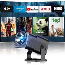4K Projektör HY320-1920X1080 Full Hd Projeksiyon Cihazı, 12000 Lümen Yüksek Parlaklık Seviyesi, Uzaktan Kumandalı, Wifi 6, Bluetooth 5, Android Tv 11, 40"-130" Geniş Ekran Projeksiyon Cihazı