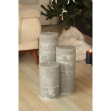 Iskandinav Dev, Büyük Boy Silindir-Sütun-Blok Mum Seti - 45, 35, 25 cm