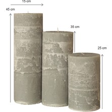 Iskandinav Dev, Büyük Boy Silindir-Sütun-Blok Mum Seti - 45, 35, 25 cm
