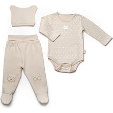 Baby Cosy Organic Bebek 3’lü Takım (Pantolon, Uzun Kol Body, Şapka),  Organik Pamuk, Bebek ve Yenidoğan Serisi - CSY8113