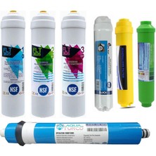 Aqua Bella Su Arıtma Cihazı Filtresi Nsf Onaylı 7'li Aquaturco Membranlı Set 100 Gpd