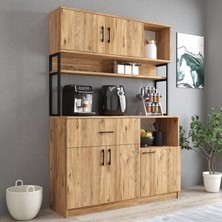 Tanmob MTD0201 Inci 128  cm  Kapaklı Çekmeceli Raflı Mutfak Dolabı Çam