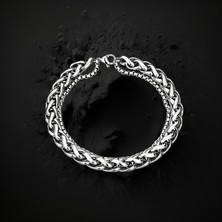 Vitrin Accessories Çelik Bileklik Çift Katmanlı Zincir Model 0.3 mm 20 cm Gümüş Silver Unisex