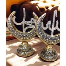 Ayder Online Satış 13  cm  -21  cm  Ebatlarında Taş Örgülü,kırılmaz Polyester,allah ve Muhammed(S.a.v) (2 Li )Yazılı Biblo