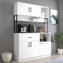 Tanmob MTD0201 Inci 128  cm  Kapaklı Çekmeceli Raflı Mutfak Dolabı Beyaz