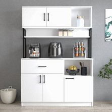 Tanmob MTD0201 Inci 128  cm  Kapaklı Çekmeceli Raflı Mutfak Dolabı Beyaz