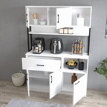Tanmob MTD0201 Inci 128  cm  Kapaklı Çekmeceli Raflı Mutfak Dolabı Beyaz