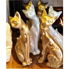 Ayder Online Satış 13  cm -18  cm  Ebatlarda  Kırılmaz Polyester 2 Li Kedi Biblo