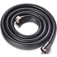 Mena Rise Yüksek Kaliteli Patlamaz Kopmaz Paslanmaz 150 cm Duş Hortumu - Tüm Duş Başlıklarıyla Uyumludur (G1/2) (Siyah)