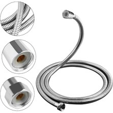 Mena Rise 200 cm Paslanmaz Çelik Çift Kenetli Uzun Duş Spirali/patlamaya Dayanımlı Banyo Hortumu (Her Duş Başlığı ile Uyumludur)