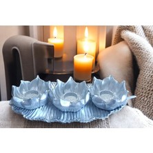 Ayder Online Satış (17 cm  -36 cm  Tabak Ebatı)-(Mumluk Ebat 10 cm -15  cm )- Kırılmaz Polyester,3 Lü Mumluk Biblo