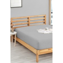 Penye Lastikli Çarşaf Pamuklu Jersey Battal Kişilik 180 x 200 cm  Gri