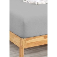 Penye Lastikli Çarşaf Pamuklu Jersey Battal Kişilik 180 x 200 cm  Gri