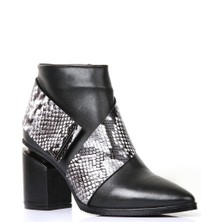 Nemesis Shoes Shoes  Kadın Fermuarlı Topuklu Bot Siyah Yılan