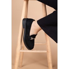 Getcho Akpan Kadın Siyah Süet Loafer PC-54169