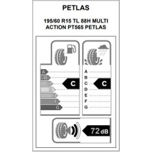 Petlas 195/60 R15 88H Multiaction PT565 Oto 4 Mevsim Lastiği  (Üretim Yılı:2025)