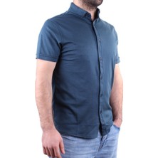 Twister Jeans Twister 1853 Petrol Kısa Kol Günlük Pamuklu Erkek Gömlek