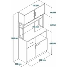 Tanmob MTD0101 Inci 90  cm  Kapaklı Çekmeceli Raflı Mutfak Dolabı Beyaz