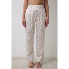 Lilah Saten Ekru Pantolon Pijama Altı